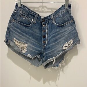 We The Free Blue Jean Shorts High-Waisted Distressed
